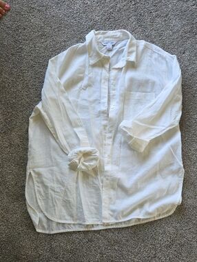 Women's White Linen Button-Up Shirt